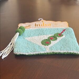 NWT “Viral” Wandering Moon Beaded Martini Cocktail Clutch with Tassel